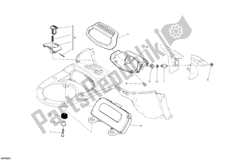 Tutte le parti per il Pannello Degli Strumenti del Ducati Diavel Carbon Brasil 1200 2012